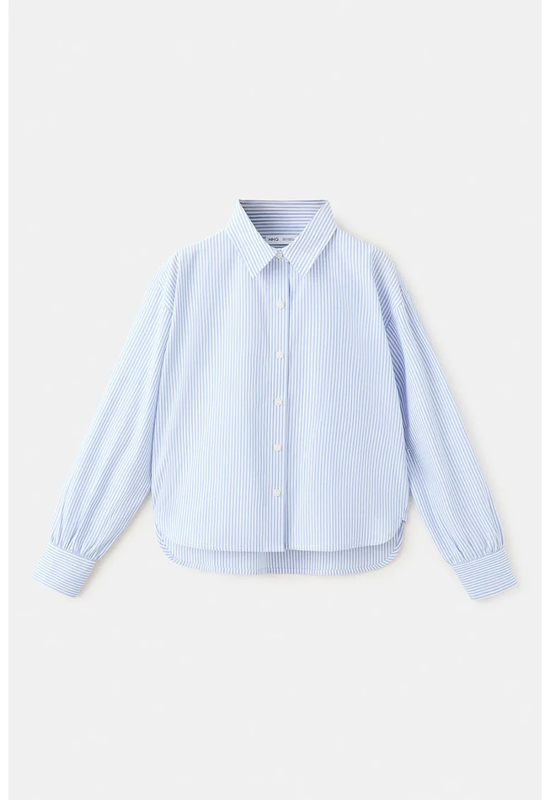 Camasa din bumbac cu model uni, Alb/Albastru lavanda