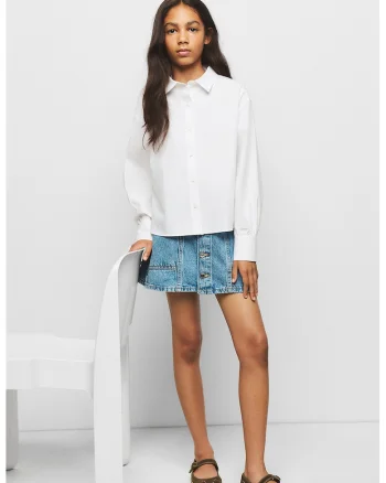 Camasa din bumbac cu model uni, Alb