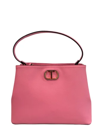 din piele ecologica cu bareta de umar, Roz, 20x28x12