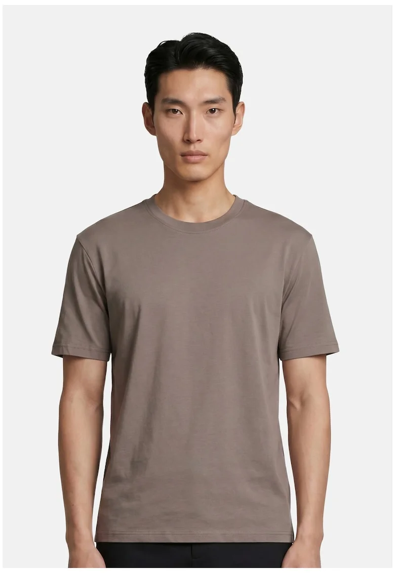 Tricou uni cu decolteu la baza gatului