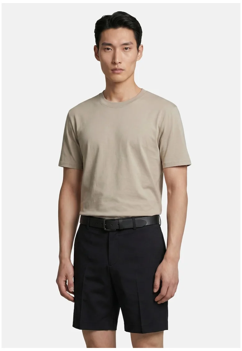 Tricou uni cu decolteu la baza gatului