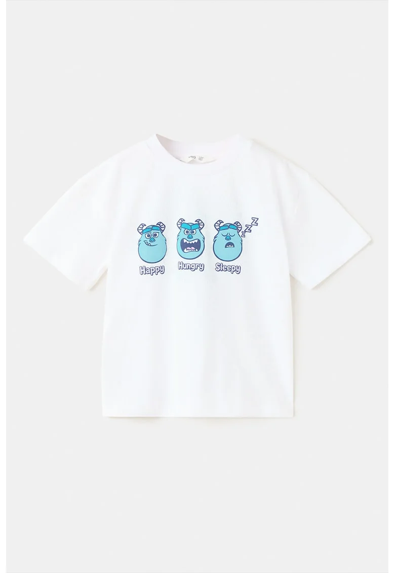 Tricou cu imprimeu grafic, Albastru pastel/Alb optic