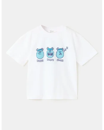 Tricou cu imprimeu grafic, Albastru pastel/Alb optic