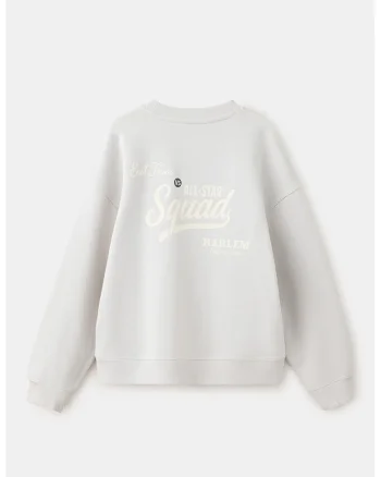 Bluza supradimensionata de trening cu imprimeu, Gri deschis