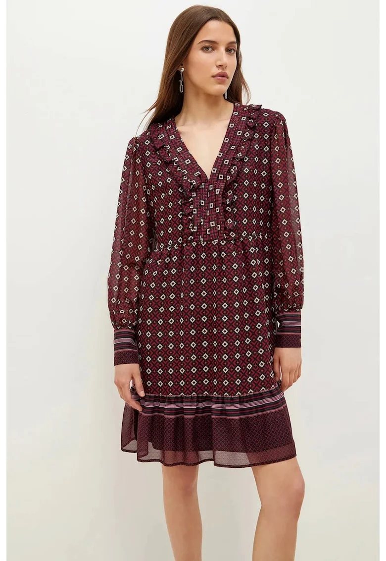 Rochie mini cu volane  WF2519T4184, Visiniu