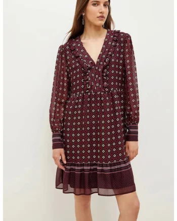Rochie mini cu volane  WF2519T4184, Visiniu