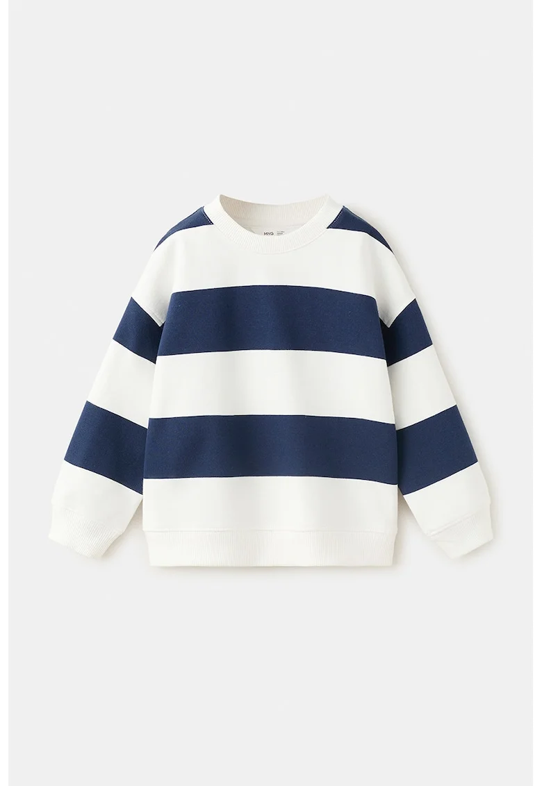 Bluza de trening relaxed fit cu dungi, Albastru inchis/Alb murdar