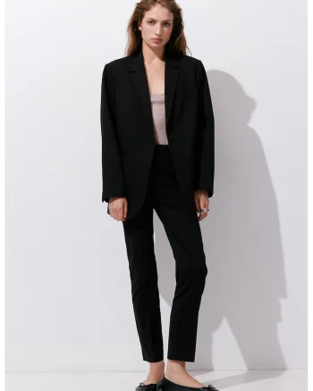 Pantaloni crop cu talie inalta, Negru