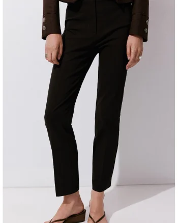 Pantaloni crop slim fit din material elastic, Negru