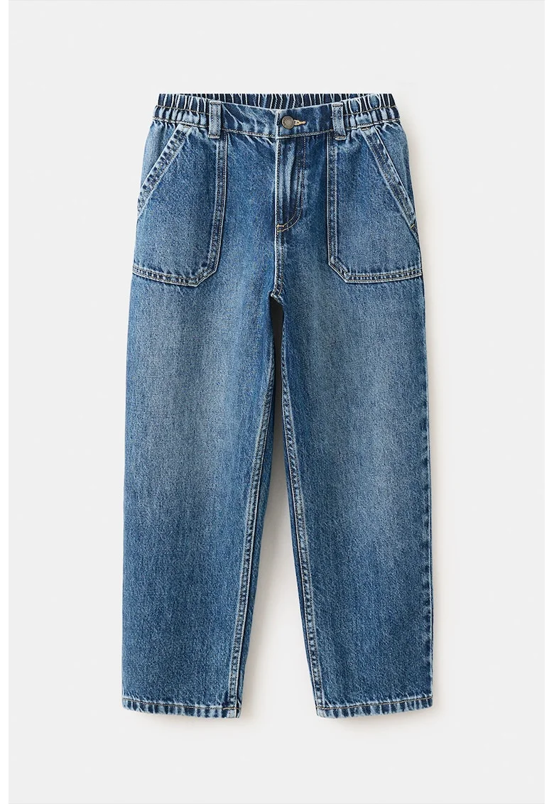 Blugi drepti cu talie elastica, Albastru pastel