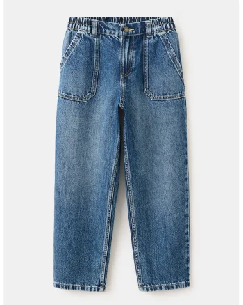 Blugi drepti cu talie elastica, Albastru pastel