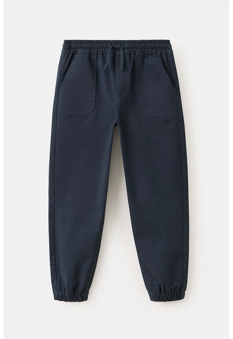Pantaloni jogger din amestec de bumbac cu snur, Albastru ultramarin