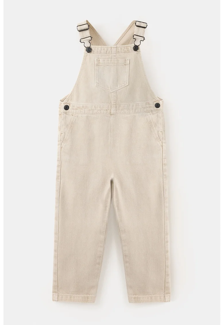 Salopeta din denim cu bretele ajustabile, Bej deschis