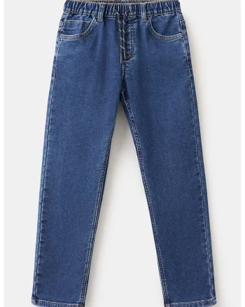 Blugi relaxed fit cu cordon, Bleumarin