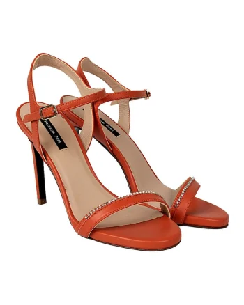 Sandale din piele cu toc stiletto, Maro