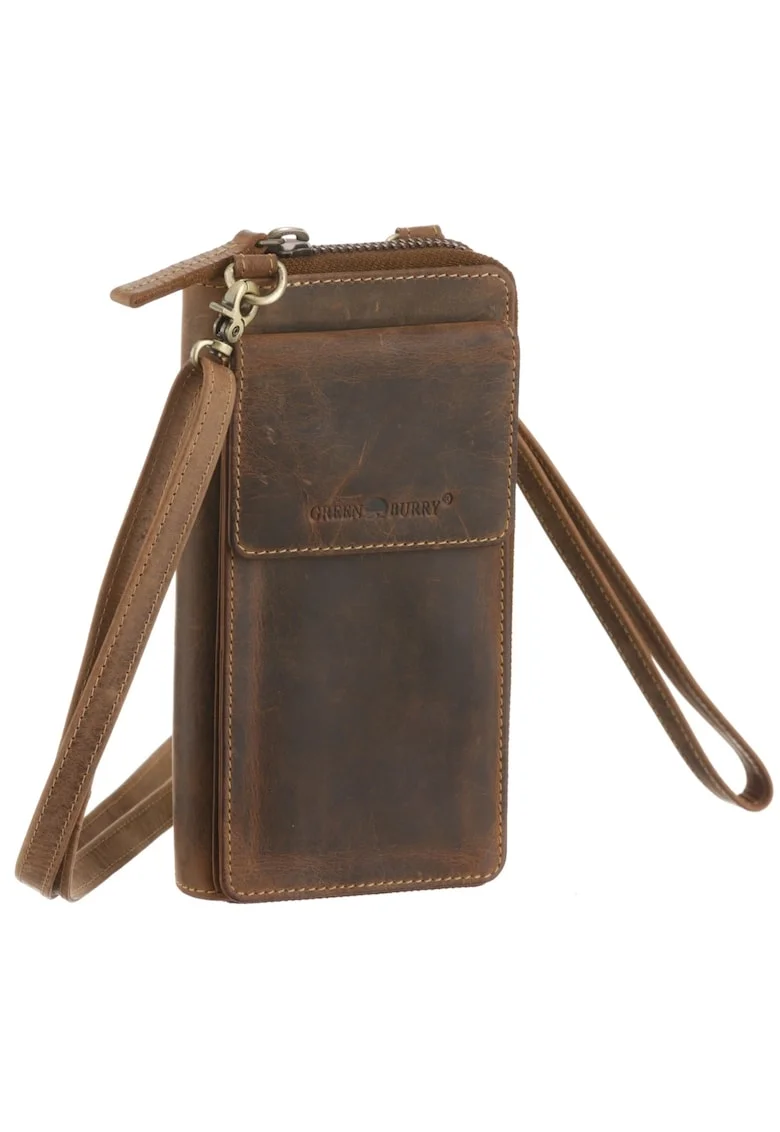 Geanta umar unisex piele naturala maro antichizat 10 x 19 x 4 cm, Vintage,