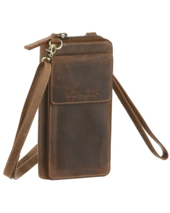 Geanta umar unisex piele naturala maro antichizat 10 x 19 x 4 cm, Vintage,
