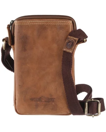 Geanta umar unisex piele naturala maro antichizat 13 x 22 cm, Vintage,