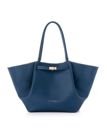 Geanta shopper cu buzunar interior cu fermoar, Albastru inchis