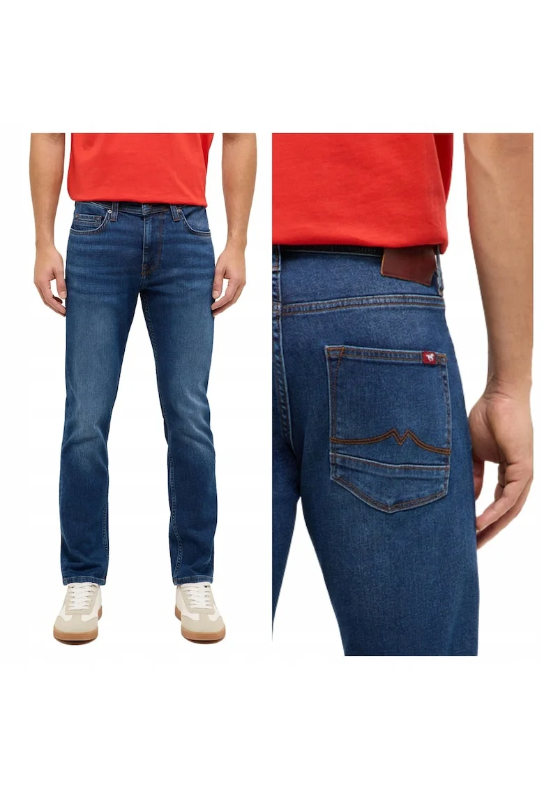 Pantaloni Jeans,  Stil Vegas Slim, 31/32, Croi Slim Fit, Model Conic, Ajustat, Inaltimea Taliei Medie, Regulata, Inchidere Fermoar, W31xL32, Albastru, Albastru