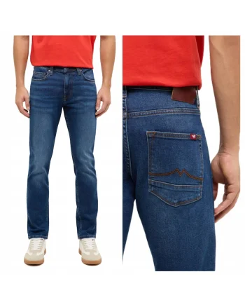 Pantaloni Jeans,  Stil Vegas Slim, 31/32, Croi Slim Fit, Model Conic, Ajustat, Inaltimea Taliei Medie, Regulata, Inchidere Fermoar, W31xL32, Albastru, Albastru