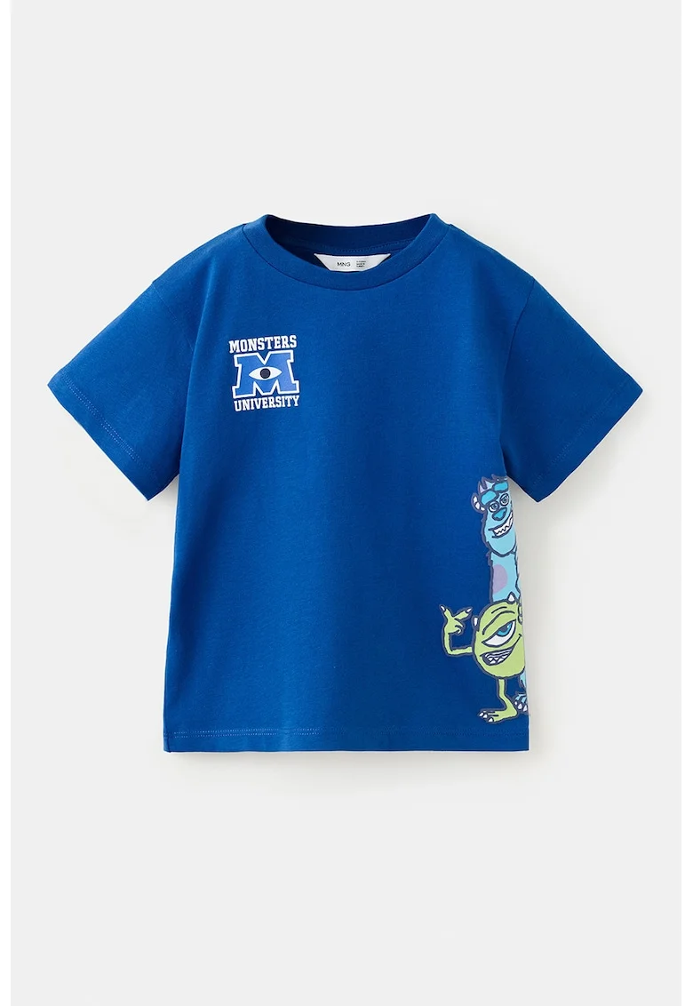 Tricou de bumbac cu imprimeu grafic, Albastru