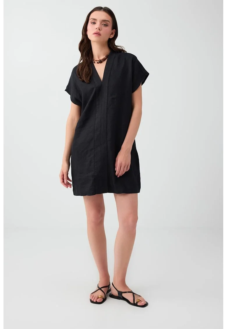 Rochie mini lejera de in, Negru