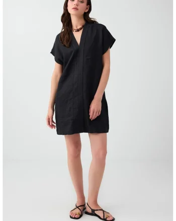 Rochie mini lejera de in, Negru