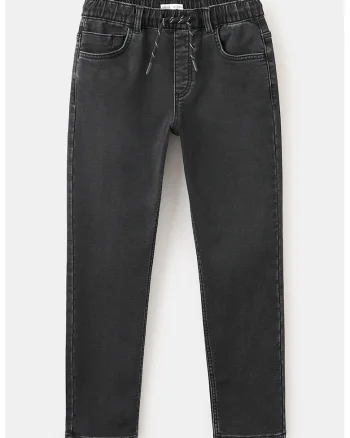 Blugi relaxed fit cu cordon, Negru stins