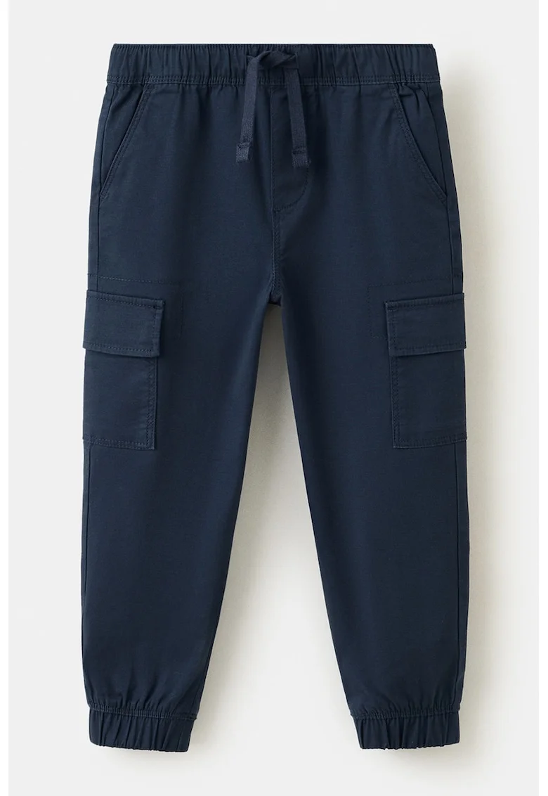 Pantaloni jogger cargo cu snur, Bleumarin