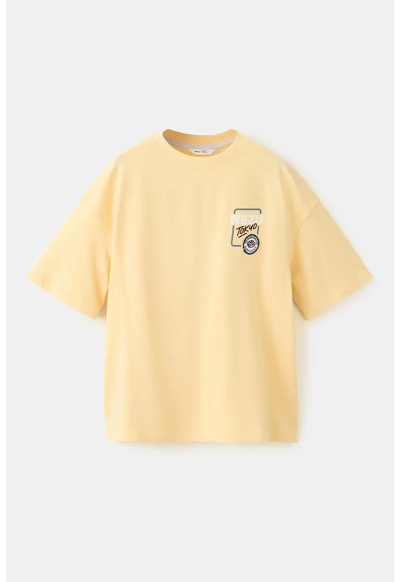 Tricou supradimensionat cu broderie sushi, Galben pastel