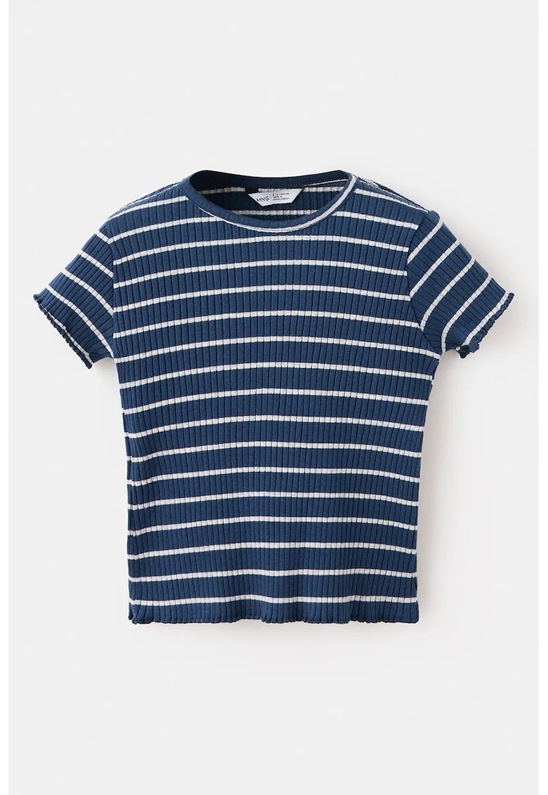 Tricou striat cu model in dungi, Albastru oceanic/Alb optic