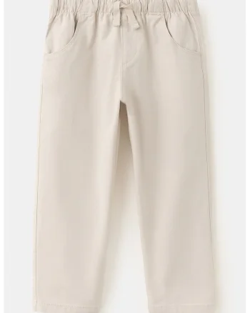 Pantaloni drepti cu snur, Bej