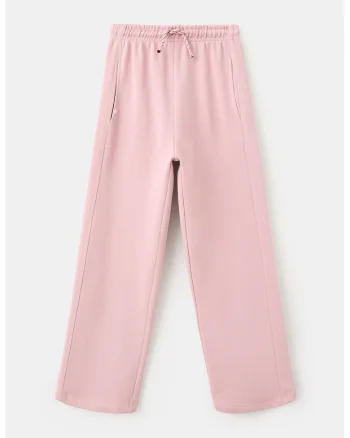 Pantaloni de trening cu snur si buzunare laterale, Roz deschis