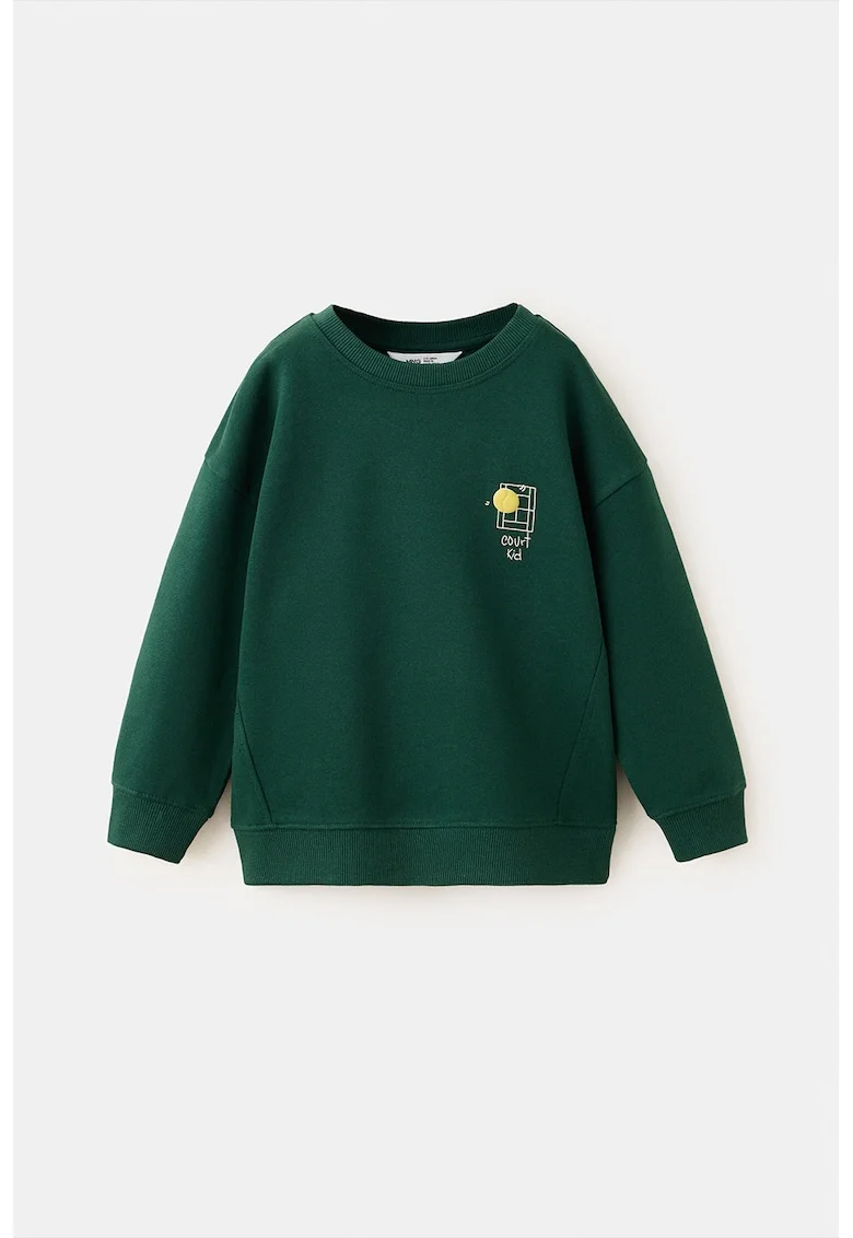 Bluza lejera de trening cu imprimeu pe spate, Verde englez