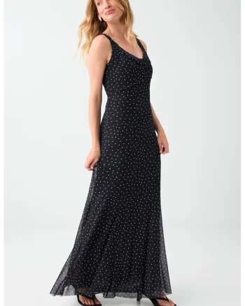 Rochie lunga cu buline, Negru