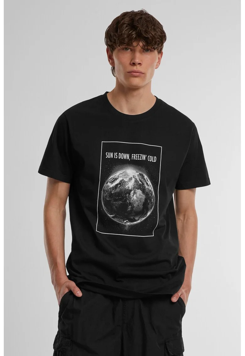 Tricou din bumbac cu imprimeu, Negru/Alb murdar