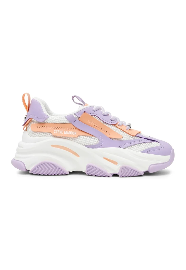 Pantofi sport cu insertii de plasa Possession-E, Alb/Roz somon/Lila
