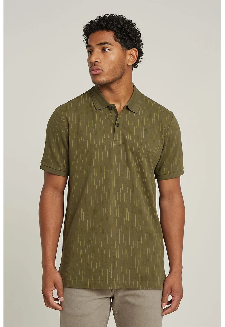 Tricou polo din amestec de bumbac organic, Verde masliniu