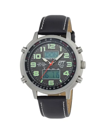 Ceas barbatesc ETT EGS-11301-22L Solar Drive Radiocontrolat Hunter II Chrono 48mm, 10ATM, Gri