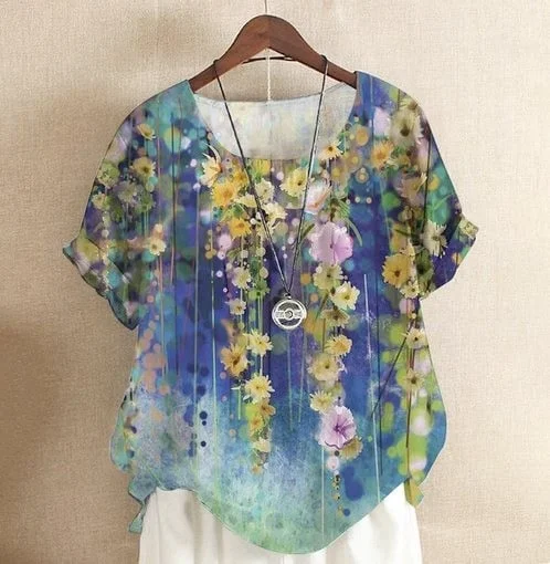 Bluza cu flori, de dama, maneca scurta, model 4