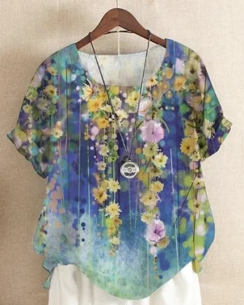 Bluza cu flori, de dama, maneca scurta, model 4