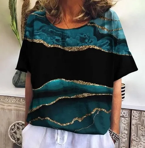 Bluza cu design modern, de dama, maneca scurta, model 49 - marimea M
