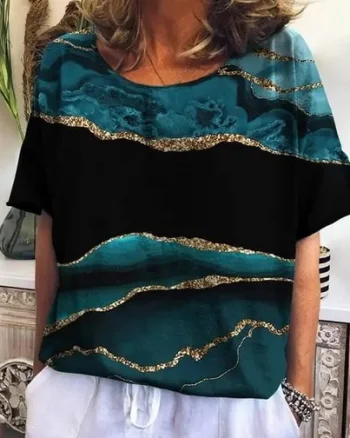 Bluza cu design modern, de dama, maneca scurta, model 49 - marimea M