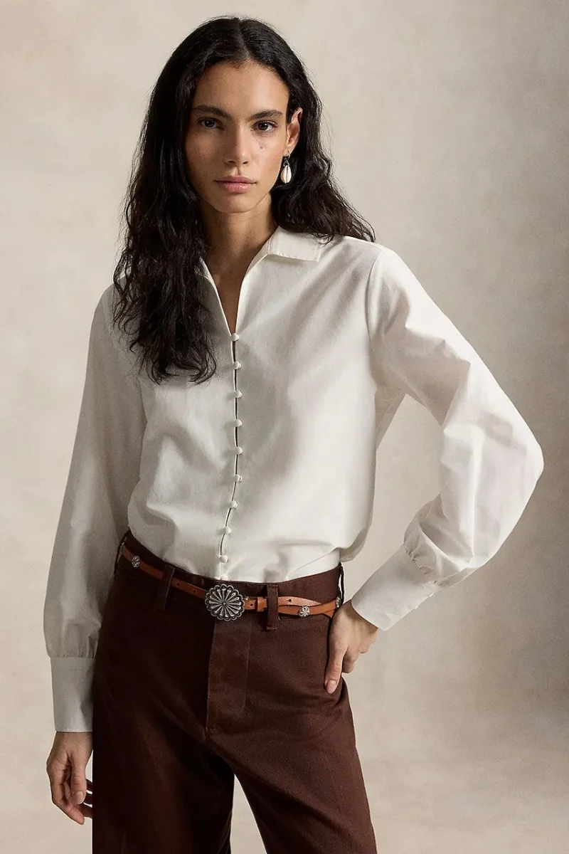 Polo Ralph Lauren cămașă de damă cu amestec de mătase
