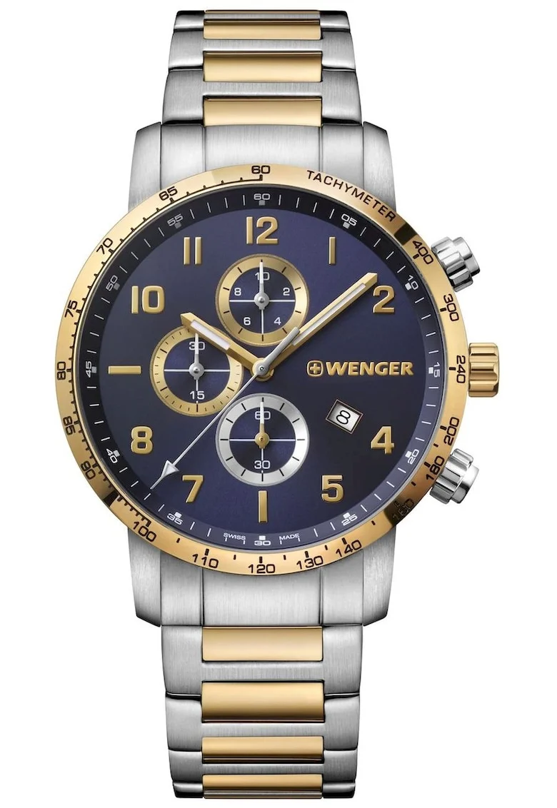 Ceas barbatesc elegant  44 mm, Argintiu/Auriu
