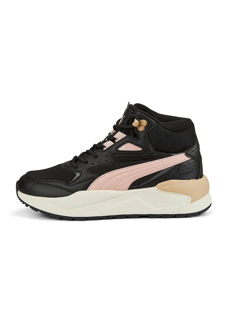 Pantofi sport mid-high de piele ecologica X-Ray Speed, Negru/Roz pal