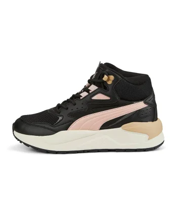 Pantofi sport mid-high de piele ecologica X-Ray Speed, Negru/Roz pal
