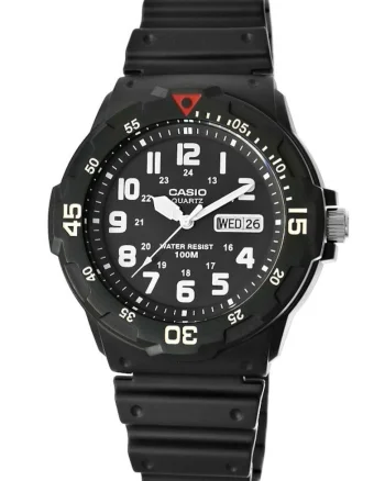Ceas barbatesc  MRW-200H-1BVEG, analog, data, rezistent la apa, negru, 42mm