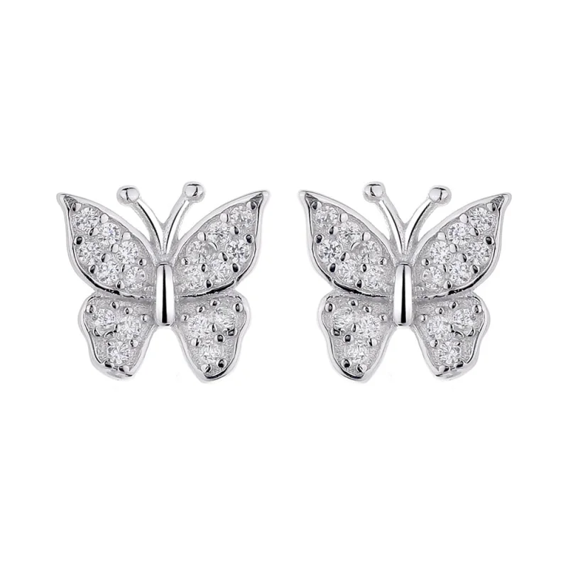Cercei argint 925, JW731, model fluture, placati cu rodiu